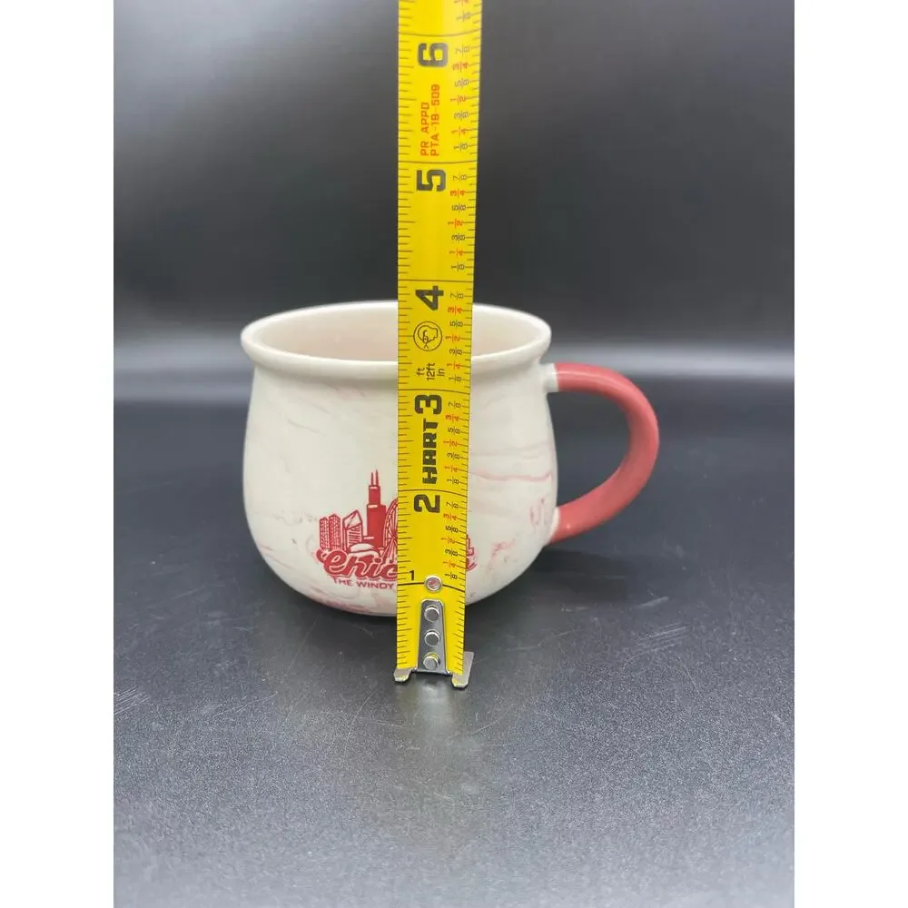 Bye Bye Chicago Mug White & Marbled Pink 